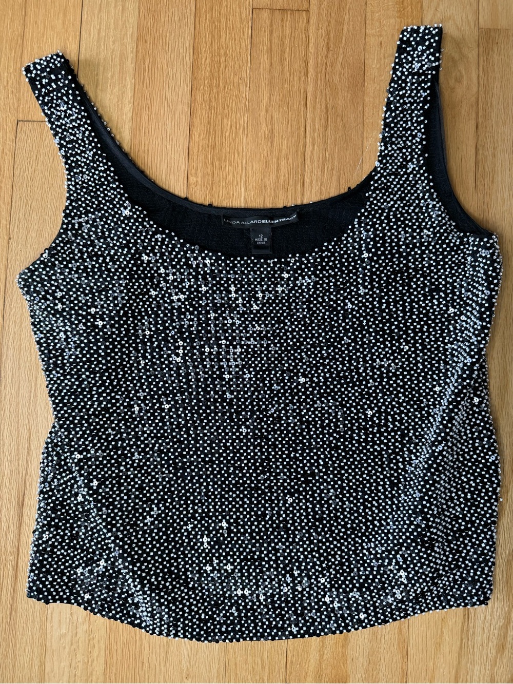 Linda Allard | Ellen Tracy Beaded Sequin Black Tank Top